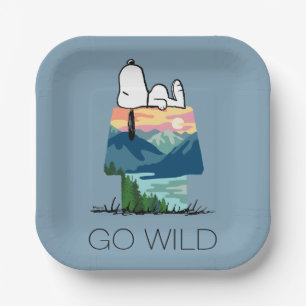 Assiettes En Carton cacahuètes   Snoopy Dog House Sunrise