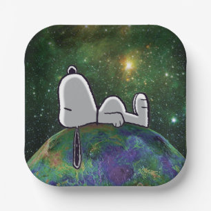 Assiettes En Carton cacahuètes   Snoopy Espacé