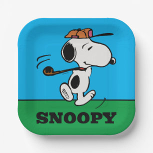 Assiettes En Carton cacahuètes   Snoopy Golf Swing