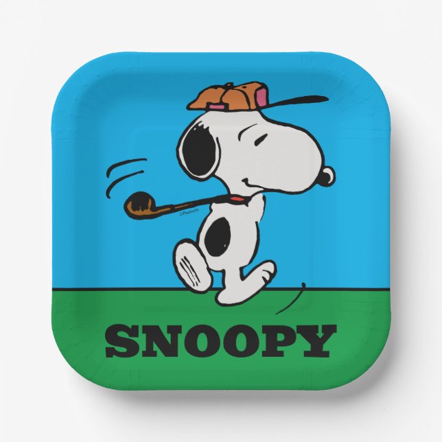 Assiettes En Carton cacahuètes | Snoopy Golf Swing (Recto)