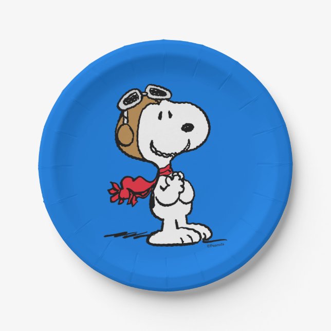Assiettes En Carton cacahuètes | Snoopy L'As Volant (Devant)