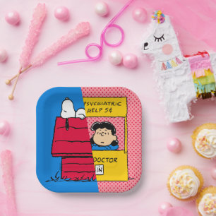 Assiettes En Carton cacahuètes   Snoopy & Lucy Half & Half