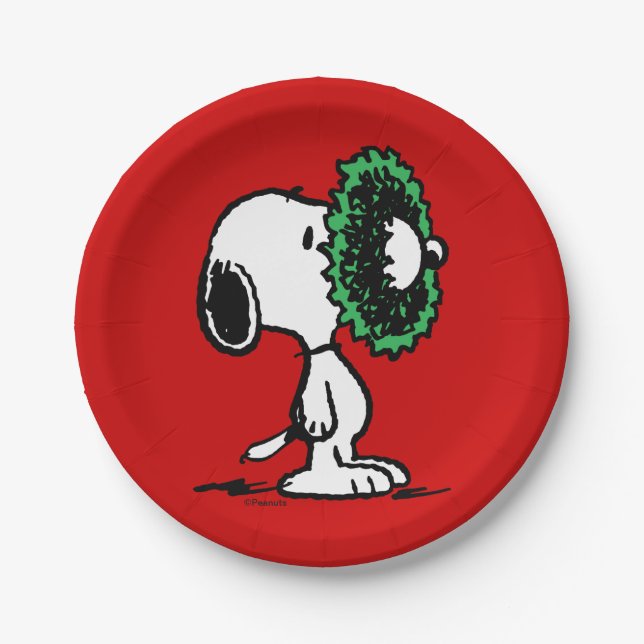 Assiettes En Carton cacahuètes | Snoopy pour les fêtes (Devant)