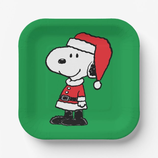 Assiettes En Carton cacahuètes | Snoopy Santa Claus (Recto)