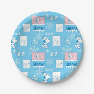 Assiettes En Carton cacahuètes   Snoopy Snow Day Motif