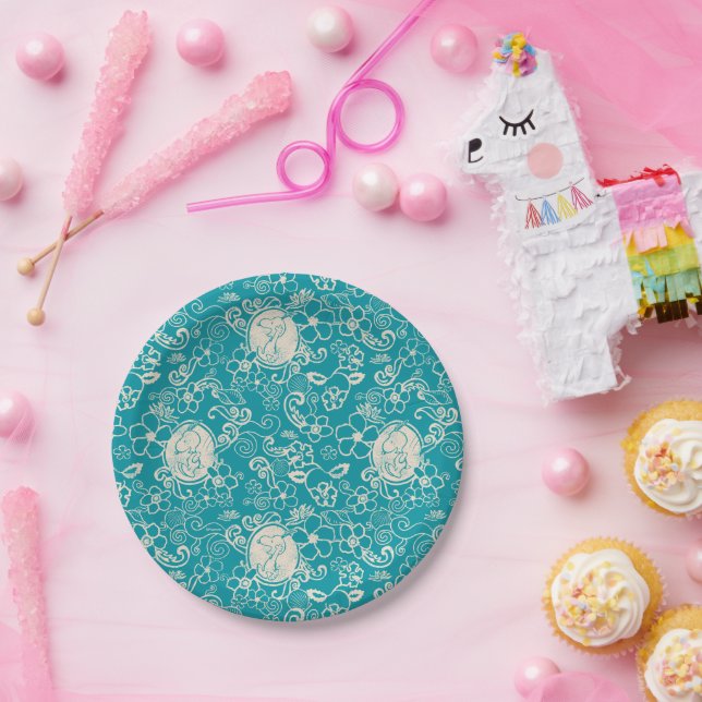 Assiettes En Carton cacahuètes | Snoopy Turquoise Tropical Beach Motif (Fête)