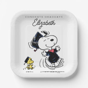 Assiettes En Carton cacahuètes Snoopy & Woodstock Graduation