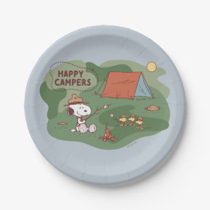 Assiettes En Carton cacahuètes   Snoopy & Woodstock Happy Campers