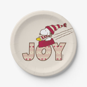 Assiettes En Carton cacahuètes   Snoopy & Woodstock Joy Sled Ride