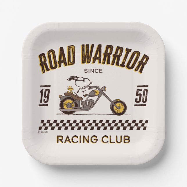 Assiettes En Carton cacahuètes | Snoopy & Woodstock Road Warriors (Recto)