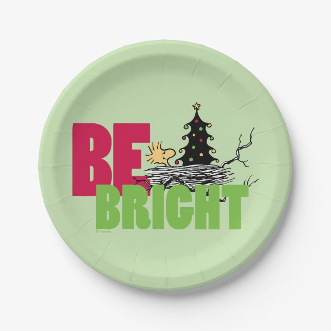 Assiettes En Carton cacahuètes | Woodstock Noël Soyez brillant (Devant)