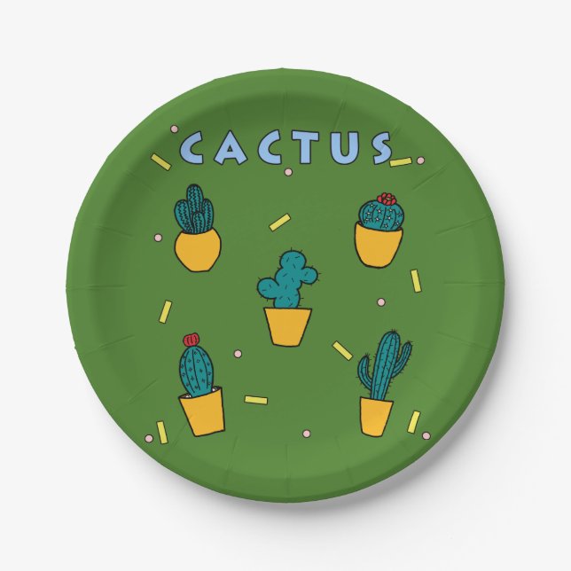 Assiettes En Carton Cactus (Devant)