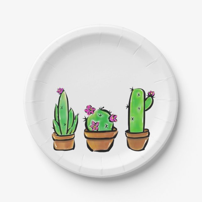 Assiettes En Carton Cactus cactus cactus succulents (Devant)