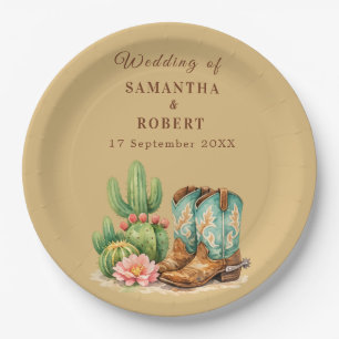Assiettes En Carton Cactus désert Arizona Cactées Mariage Cowboy 