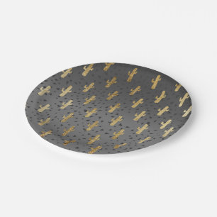 Assiettes En Carton Cactus d'or sur le gradient chic moderne de