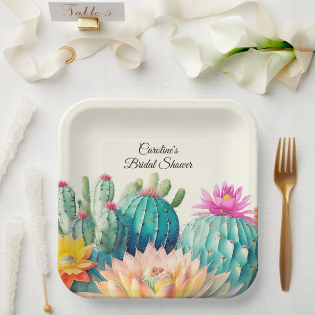 Assiettes En Carton Cactus Et Succulents (Mariage)