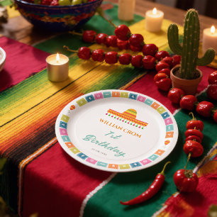Assiettes En Carton Cactus Fiesta Mexicaine 1ère année d'anniversaire