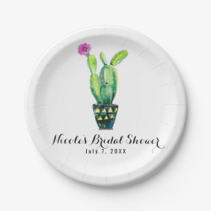 Assiettes En Carton Cactus Floral Rustique Fête de Mariage Sud-Ouest A