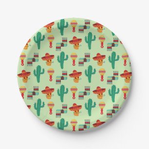 Assiettes En Carton Cactus mexicain et Sombrero Motif