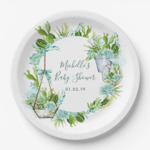 Assiettes En Carton Cactus Succulents Désert Aquarelle Baby Shower