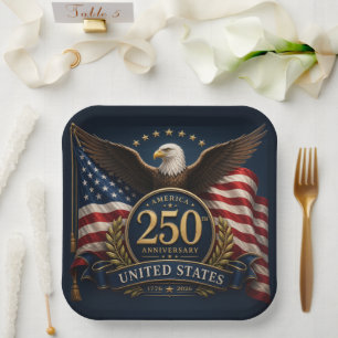 Assiettes En Carton Cadeau commémoratif patriotique pour le 250e anniv