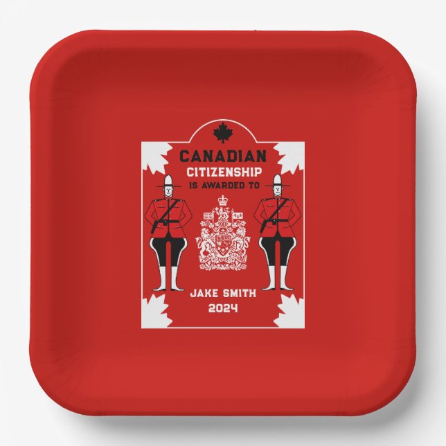 Assiettes En Carton Cadeau de célébration de la citoyenneté canadienne (Recto)