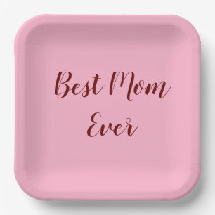Assiettes En Carton Cadeau de fête des mères rose rouge meilleur maman