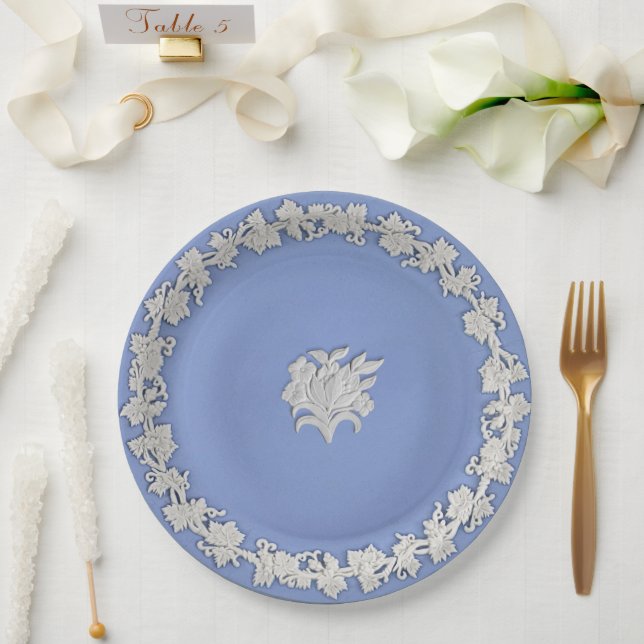 Assiettes En Carton Cadeau de mariage style Wedgwood Jasperware bleu (Mariage)
