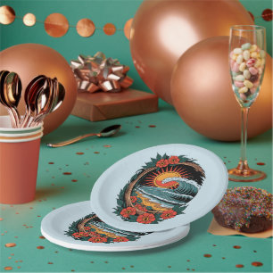 Assiettes En Carton Cadeau de vacances au coucher du soleil pour amate