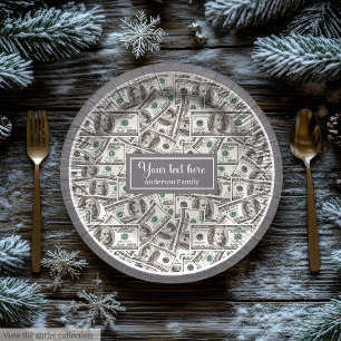 Assiettes En Carton Cadeau drôle classique à motif dollar personnalisé