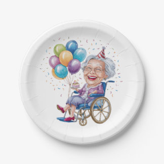 Assiettes En Carton Cadeau drôle d'anniversaire pour grand-mère âgée p