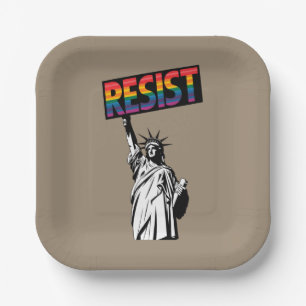 Assiettes En Carton Cadeau féministe Résister Statue de la Liberté
