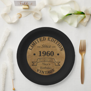 Assiettes En Carton Cadeaux d'anniversaire vintages personnalisés