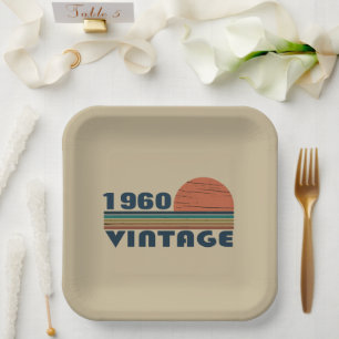 Assiettes En Carton Cadeaux d'anniversaire vintages personnalisés