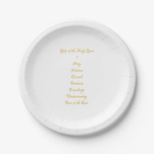 Assiettes En Carton Cadeaux de l'Esprit Saint en 3D Look Script doré