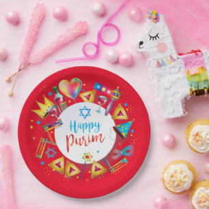 Assiettes En Carton Cadeaux de panier de Pourim heureux, Décoration, O