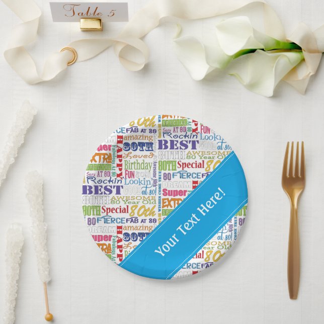 Assiettes En Carton Cadeaux Uniques Et Spéciaux De Fête Du 80E Anniver (Mariage)