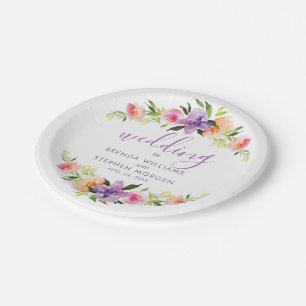 Assiettes En Carton Cadre de Bouquet aux fleurs colorées