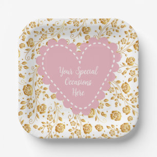 Assiettes En Carton Cadre de cœur floral élégant : pour chaque occasio