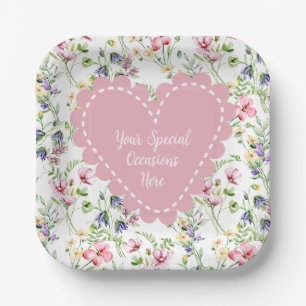 Assiettes En Carton Cadre de cœur floral élégant : pour chaque occasio