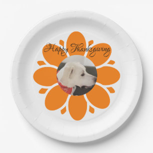 Assiettes En Carton Cadre de fleurs orange mignonne pour animaux de co