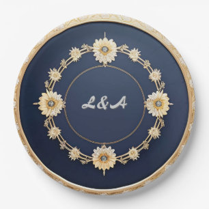 Assiettes En Carton Cadre décoratif circulaire doré orné