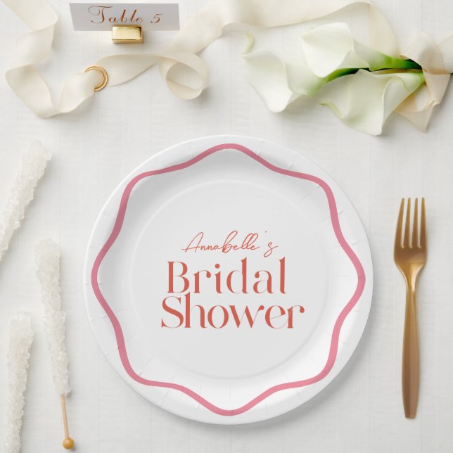 Assiettes En Carton Cadre ondulé rose et rouge Tendance Shower de mari (Mariage)