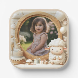 Assiettes En Carton Cadre photo en mouton pour les fêtes d'anniversair