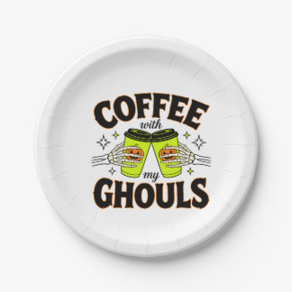 Assiettes En Carton Café avec mes revenants Drôle de café Halloween po