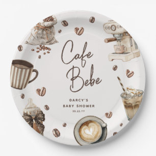 Assiettes En Carton Cafe Bebe' Aquarelle Café Baby Shower
