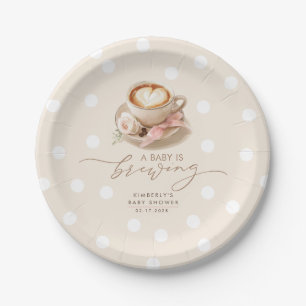 Assiettes En Carton Café Bébé au Ruban Rose Est En Route Fille Baby Sh