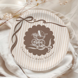 Assiettes En Carton Cafe Bebe Coffee Bow Bébé Poussette Baby Shower
