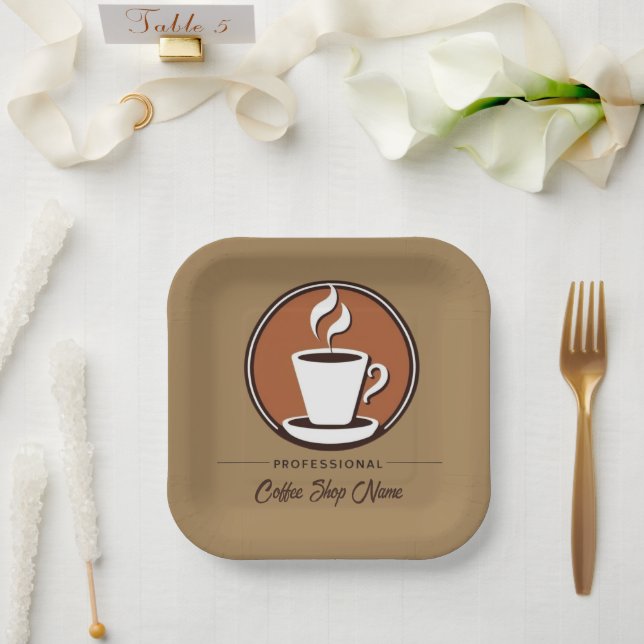 Assiettes En Carton Café Business café professionnel espresso boutique (Mariage)