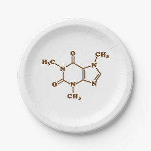Assiettes En Carton Café caféine Formule chimique moléculaire